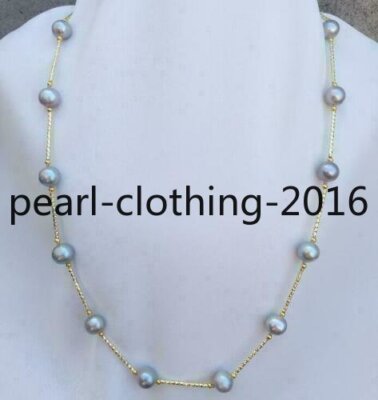 stunning 8-9mm Japan Akoya gray pearl pendant Necklace 20 inch 14k GOLD
