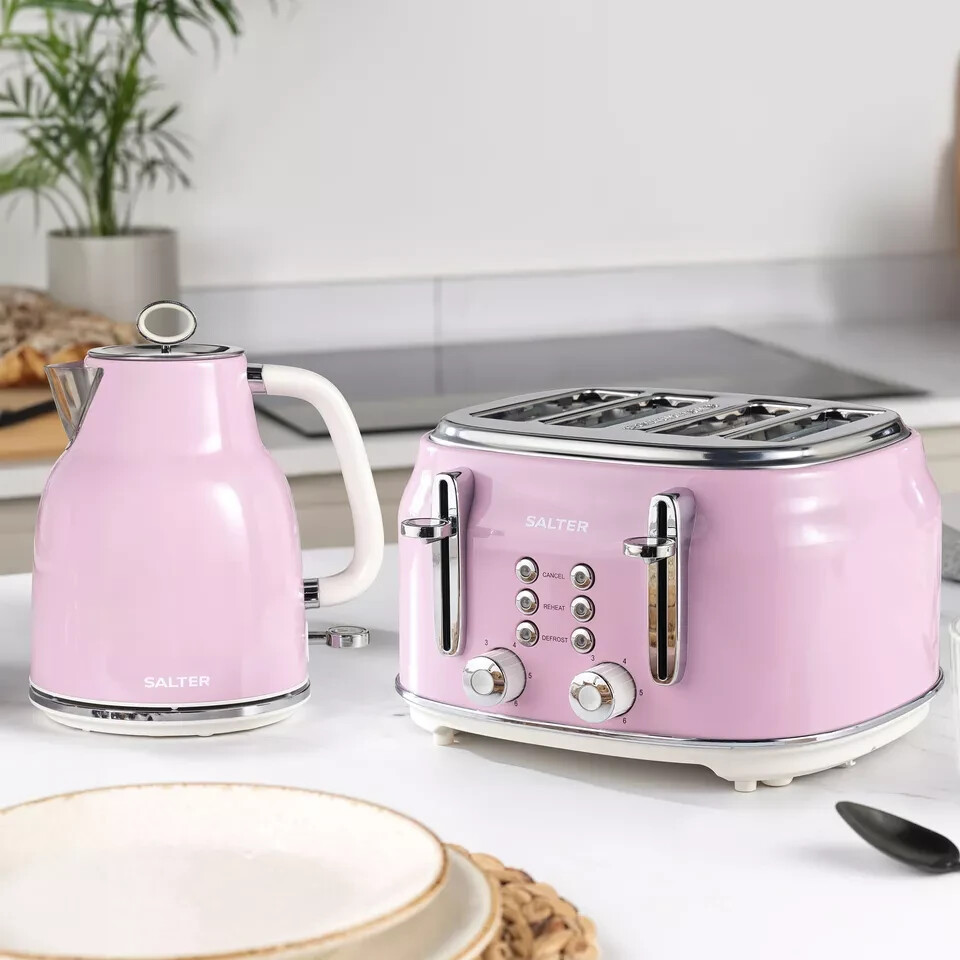 Blush Pink Kettle And Toaster Set Salter Retro Style Kettle Toaster