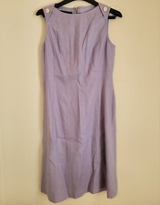 ANNE KLEIN Lilac LINEN Sleeveless Button-Detail BACK ZIP Midi Sheath Dress Sz 12