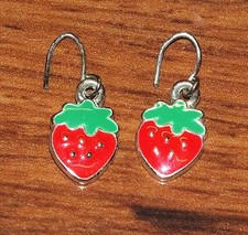 Toddlers / Children Butterfly Drop Dangle Small Strawberry Dangle Earrings READ