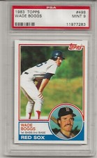 1983 TOPPS #498 WADE BOGGS, PSA 9 MINT, ROOKIE, HOF, BOSTON  RED SOX, L@@K !