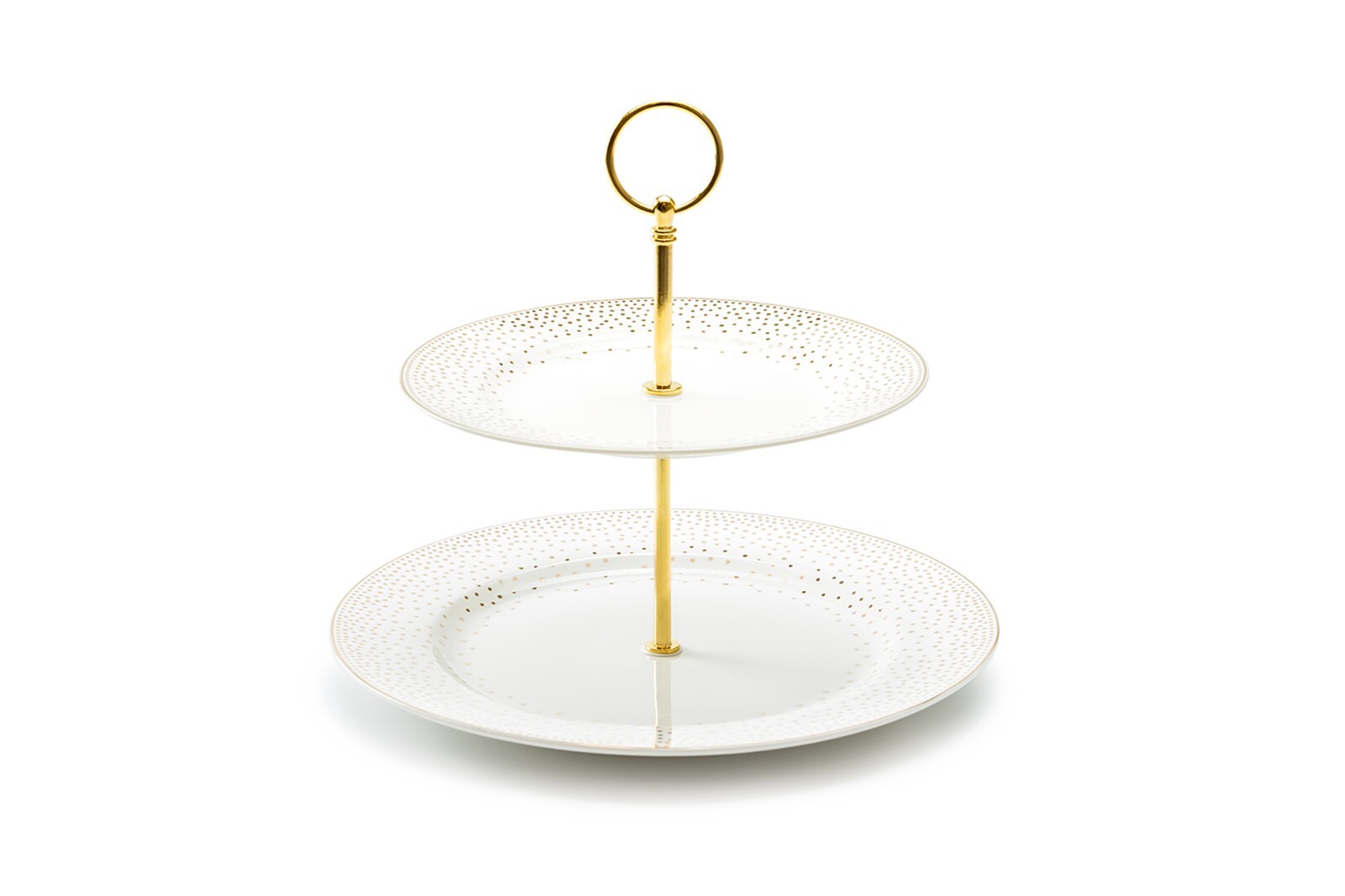 Grace Teaware Gold Dots Fine Porcelain 2-Tier Server