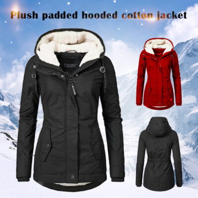 Women Waterproof Warm Hooded Winter Coat Thickend Fleece Lined