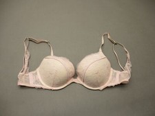32D Victorias Secret Womens Pink Lace Underwire Padded Back Close Push-Up Bra 5L