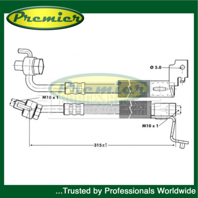 Premier Front Right Brake Hose Fits Ford Escort 1.4 1.6 1.8 D TD 97AG2078AA