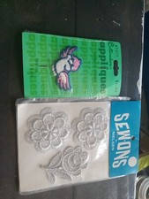 Sew On Patches/Applique Bird And Silver Floral Vintage Embroidered Patches Lot 2
