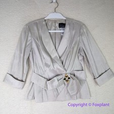 Alex Evenings Formal metallic Champagne Jacket with Beaded Belt Size M
