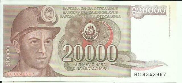 YUGOSLAVIA LOT 5x 20000 DINARA 1987  P 95 4RW 09MAR UNC CONDITION