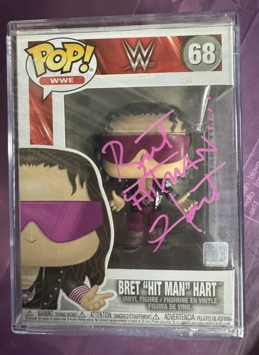 Bret Hitman Hart Signed WWE Funko Pop Figure #68 WWF Autograph HOF WWF Stack