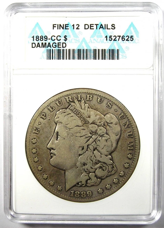 1889-CC Morgan Silver Dollar $1 Carson City Coin - ANACS F12 Details - Rare Date - Image 2 of 4