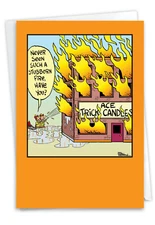 Funny Birthday Paper Card w/ envelope  -  Bday Trick Candles