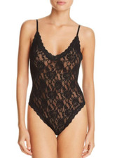 Hanky Panky Womens Black Thong Back Lace Bodysuit Sz L L57235