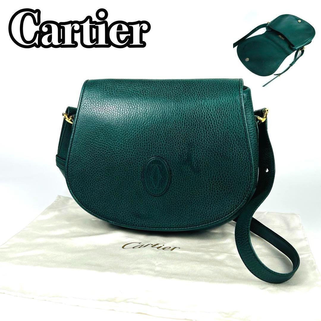 バッグ Cartier green leather hand bag Cartier Vintage Shoulder bag Handbag Green Leather From