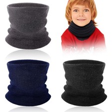 Bencailor 3 Pcs Kids Neck Warmer Winter One Size, Black Grey Blue