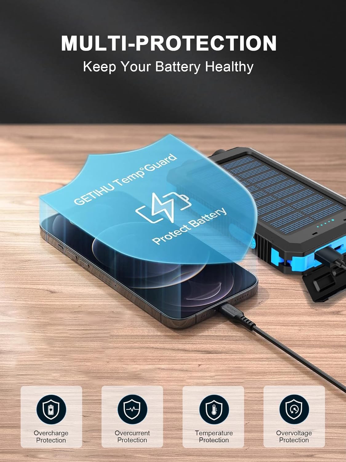 BLAVOR Solar Power Bank Qi Portable Charger 10000mah External Battery