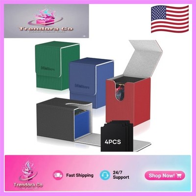 Organized Card Storage: 4 Leather Deck Boxes with Dividers for Card Collectors