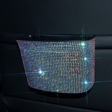 Car Trash Can Hanging Leakproof Bin Bling Waste Basket Mini Dustbin Multicolor
