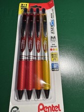 4 Pentel EnerGel RTX MEDIUM 0.7mm red orange yellow INK LIQUID GEL PENS 28788