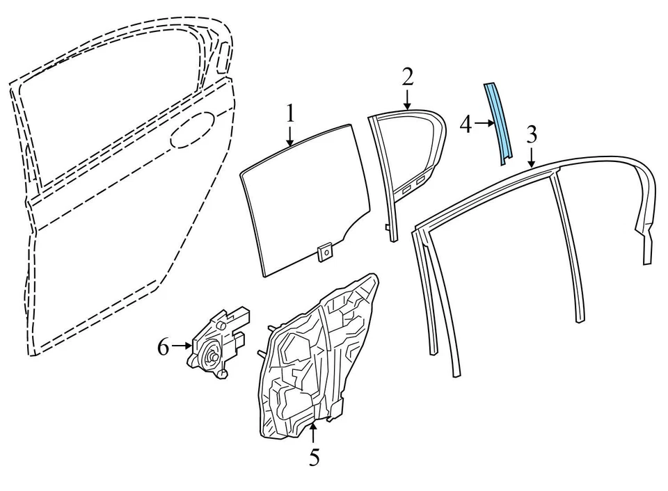 BMW 540I XDRIVE 2017-2023 - puerta trasera izquierda exterior moldura ventana 7384943 Foto 4 de 4