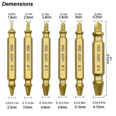Damaged Screw Extractor Set HSS Drill Bit Easy Out Broken Bolt Stripped Remover