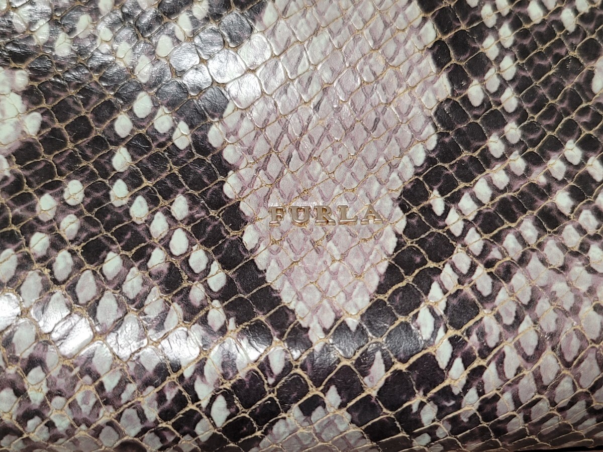 FURLA handbag python Embossed leather white black - image 4