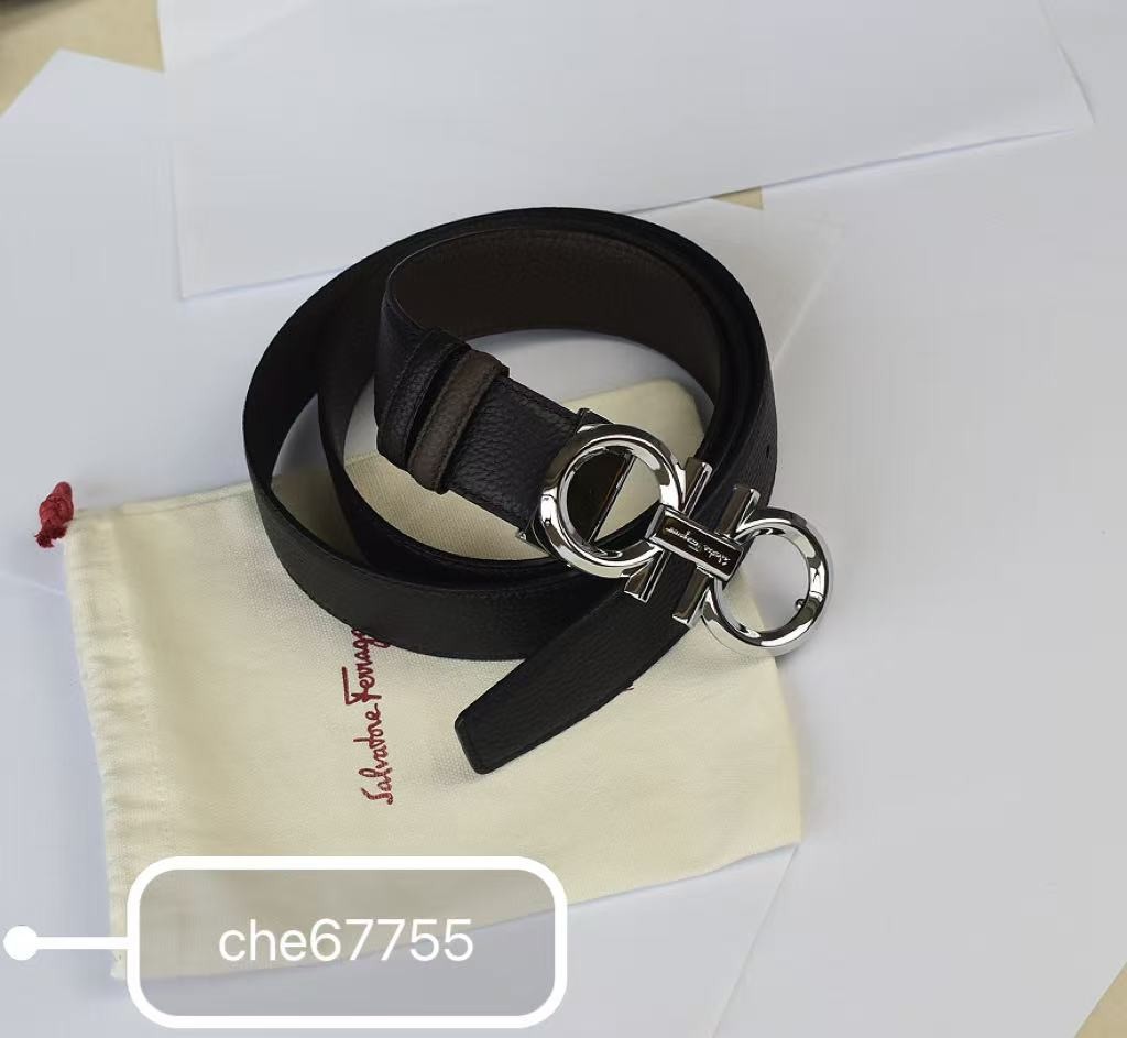 Ferragamo Reversible Black /Brown belt Men length 120 cm+ Silver
