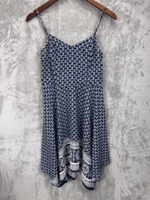 Xhilaration  Asymmetrical Shark Bite Hem Mini Dress M Boho Indie Print Summer