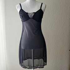 Donna Loren Sheer Black Lingerie Chemise Size S