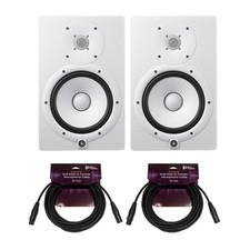 YAMAHA HS8 8 Inch Powered Studio Monitor White Pair with XLR Cables