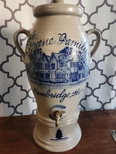 Rowe Pottery Water Cooler Vintage 1993 Salt Glazed with Lid & Pedestal 1.75 Gal