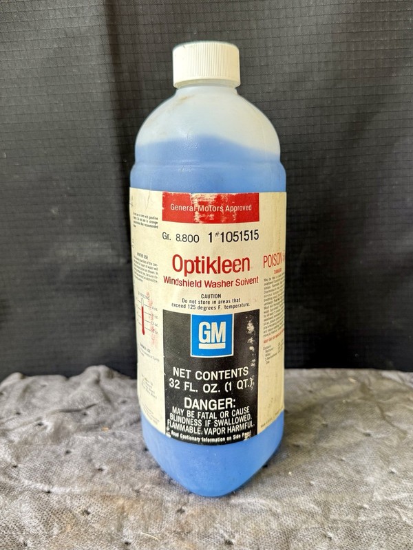 Vintage General Motors GM Optikleen Full Quart Bottle - Detroit