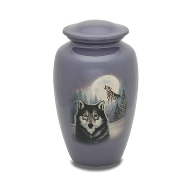 #ad Moonlit Wolf 220 Cubic Inches Large Adult Funeral Cremation Urn for Ashes $135.00