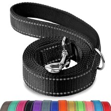Joytale Double-Sided Reflective Dog Leash 4 ft Padded Handle Nylon Black