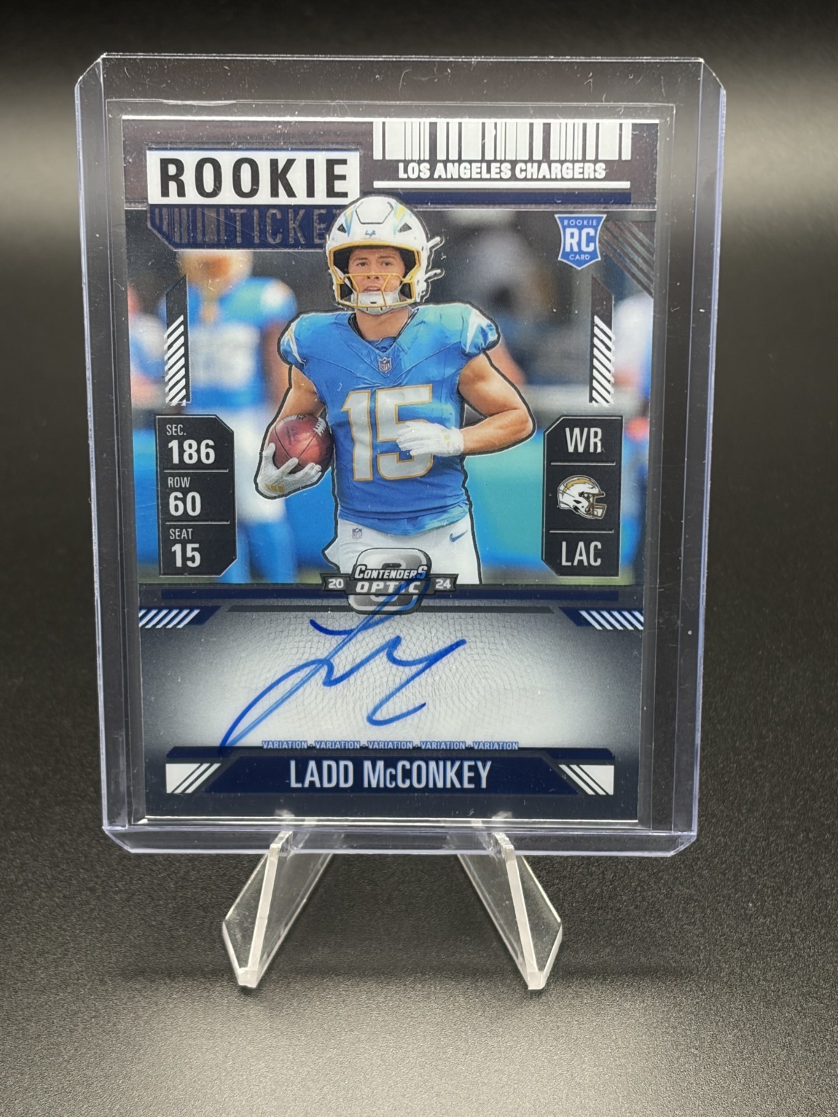 Ladd McConkey 2024 Contenders Optic Rookie Ticket Autograph Variation #110