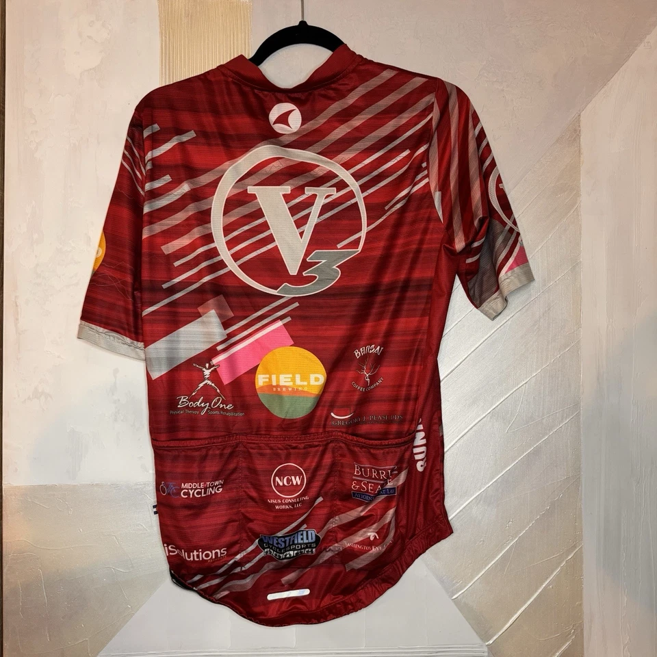 Actimo V3 Matthews 自行车红色骑行套件球衣围兜短裤男式 XL 全拉链 — 第 4/4 张图片