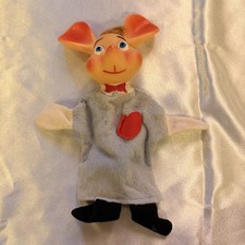 Vintage Topo Gigio pupazzo a mano Maria Perego grigio fumè rosso cuore fiocco cravatta topolino