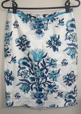 NWT Talbots Women's White/Navy Jacobin Floral Straight Pencil Skirt Size 4-J2