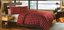 Eddie Bauer - King Duvet Cover Set, Cotton Reversible Bedding, Buffalo Plaid