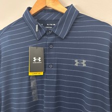 Under Armour Playoff Polo Shirt Mens XL Navy Blue 2.0 Striped Golf Performance