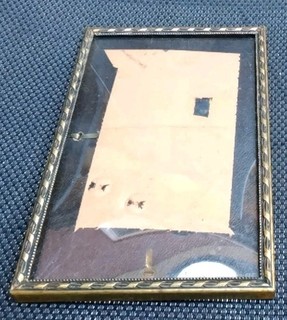 Alter dänischer Gold Schwarz Metall Bilderrahmen Glas HxB 9 x 14 3 cm