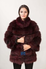 Burgundy Fox Fur Jacket, Real Fur Jacket, Luxury Fur Jacket, Handmade Jacket