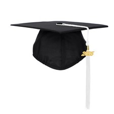 Ftyfty Unisex Adult Matte Graduation Cap with Tassel Year Charm Black with white