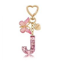 Cute Keychain for Women Initial Letter Key Chains Butterfly Heart Charm Pink ...