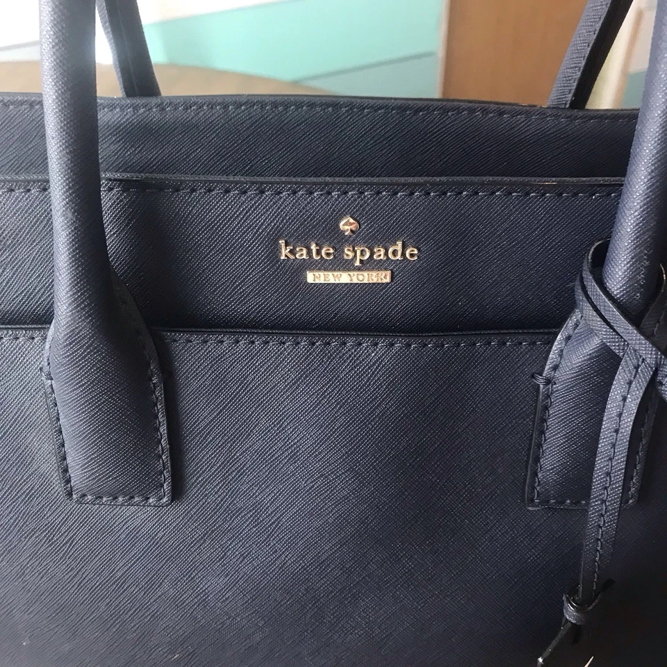 Bolso de Mano Kate Spade Cuero Azul Oscuro, Nuevo Estado Foto 2 de 4