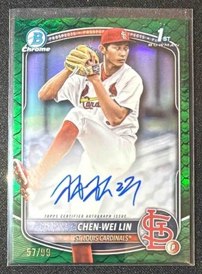 2025 Bowman Chen-Wei Lin #CPA-CL Chrome Auto Reptilian Green Refractor /99 1st
