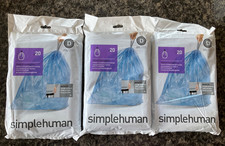 SimpleHuman Code D Custom Fit Recycling Liners Trash Bags LOT of 3