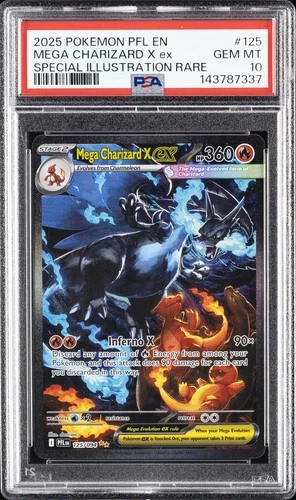 2025 POKEMON PFL SPECIAL ILLUSTRATION RARE #125 MEGA CHARIZARD X EX PSA 10