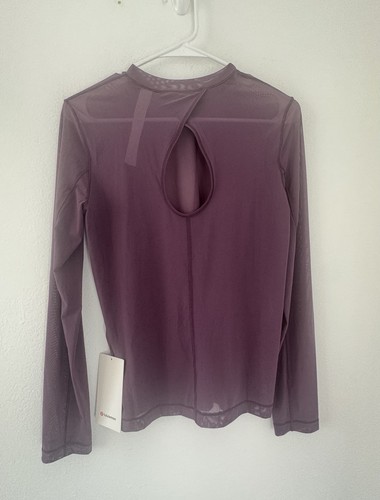 Lululemon Keyhole Mesh Long-Sleeve Shirt Grape Athleisure Stretch Sheer NWT 4 - Picture 2 of 9