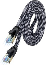 Cat 7 Ethernet Cable 6.6 ft, High Speed Flat Nylon Braided Internet Network Cord
