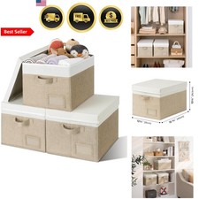 Storage Bins with Lids Storage Baskets for Linen Closet Shelves Clothes